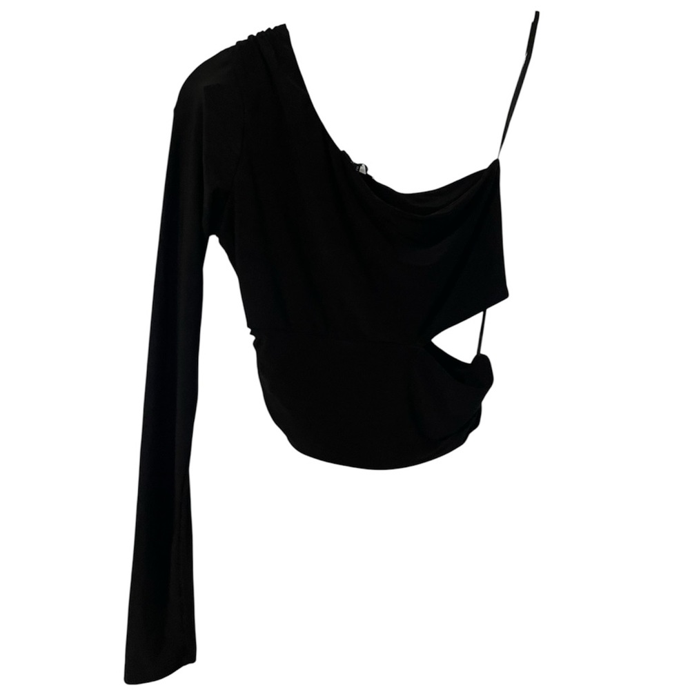 Forever 21 Black Asymmetrical One-Shoulder Top